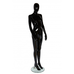 Female Full Body Mannequin Egg Head - Gloss Black