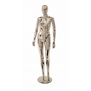 Female Full Body Mannequin Egg Head - Chrome