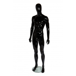 Male Full Body Mannequin Egg Head - Gloss Black