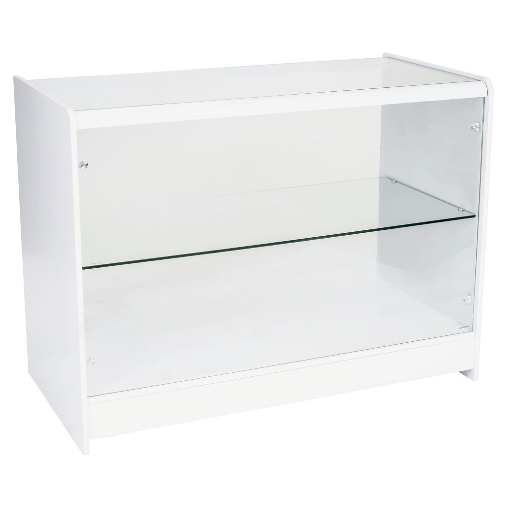 Full Glass Showcase Display Counter – 1200mm – White