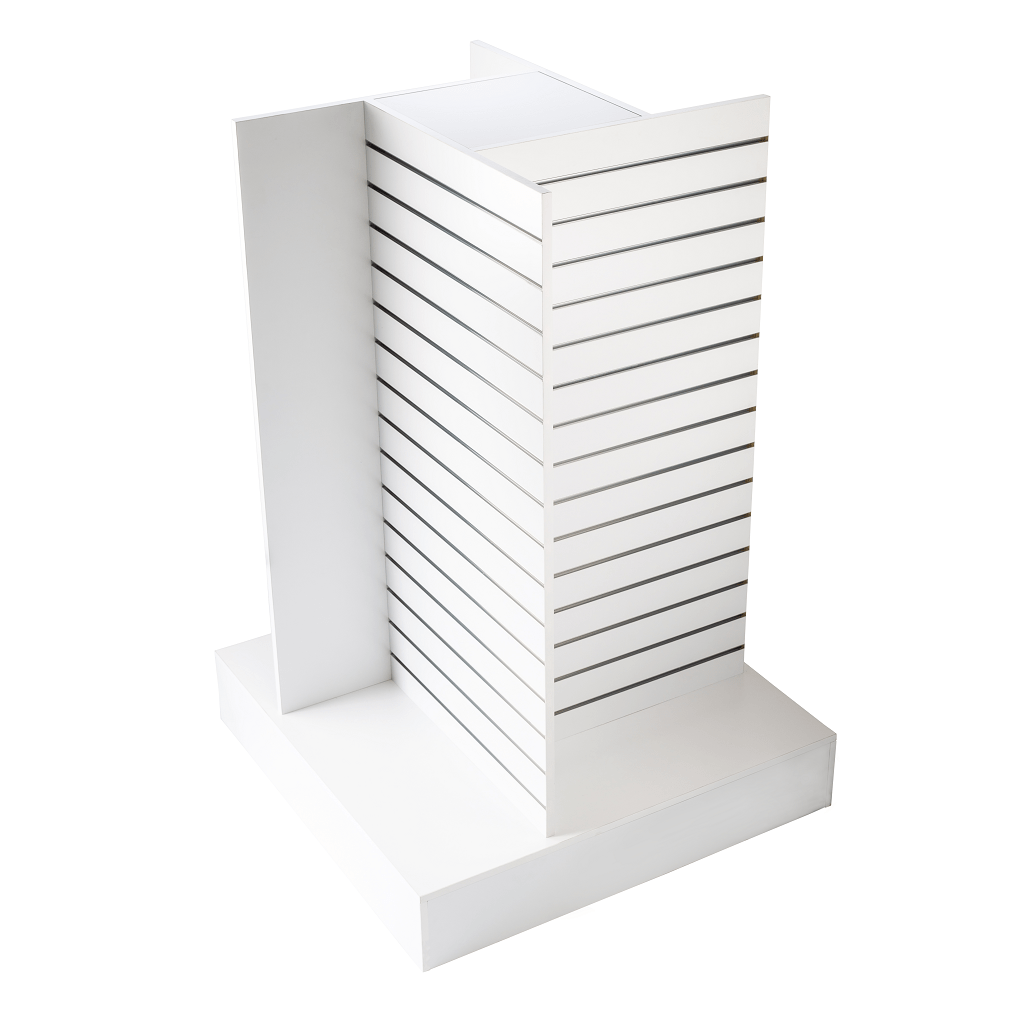 4 Way Slatwall Tower Display Unit – White