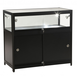 Black Showcase 1000mm Aluminium Glass Cabinet